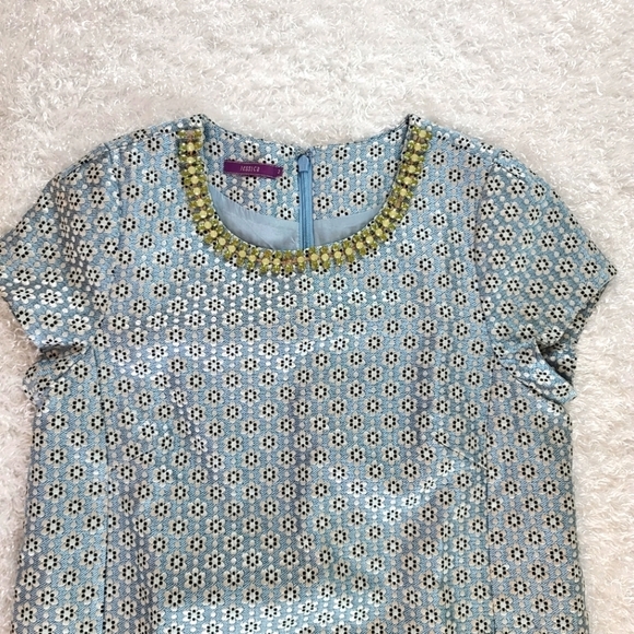 Jessica Size 4 Blue Floral Brocade Mini Sheath Dress with Pockets - Picture 5 of 10